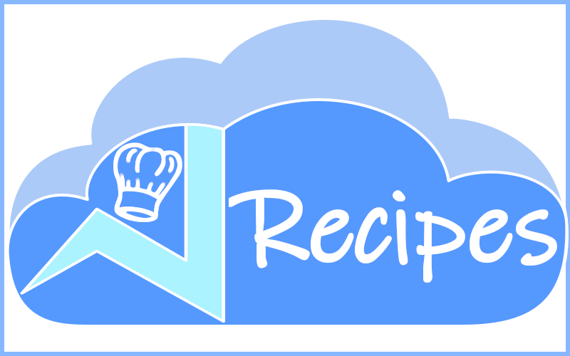 Recipes on cloud with chef's hat icon