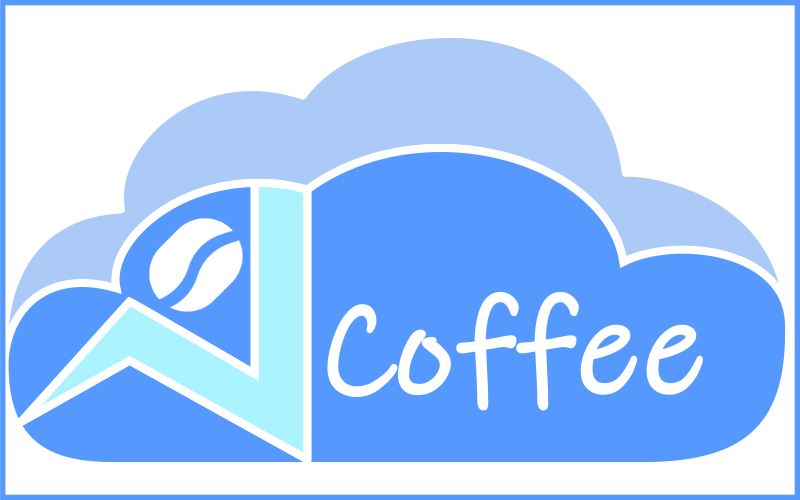 Coffee on cloud with coffee bean icon