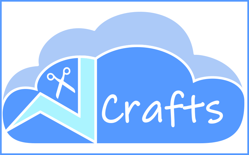 Crafts on cloud with scissors icon