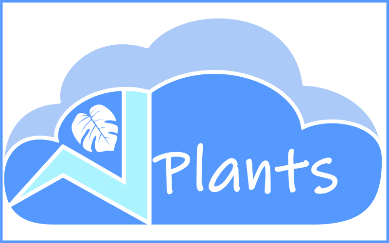 Plants on cloud with leaf icon