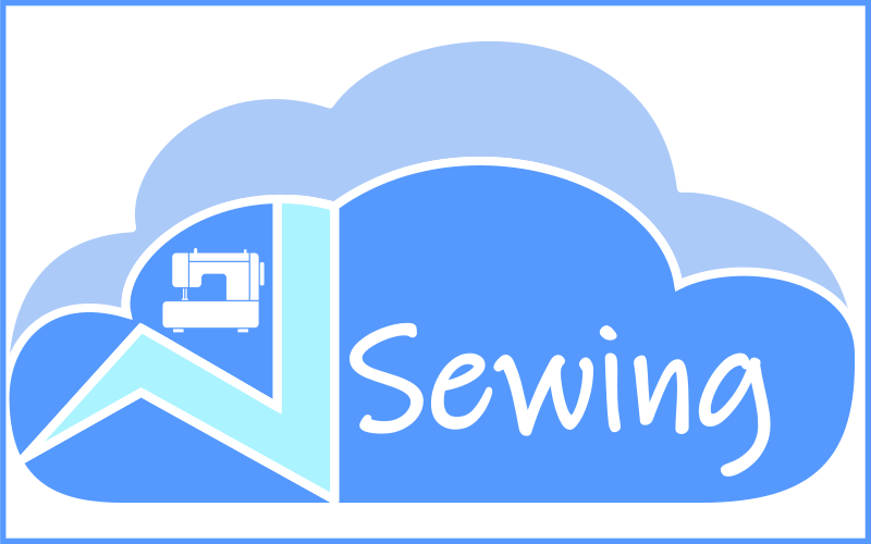 Sewing on cloud with sewing machine icon